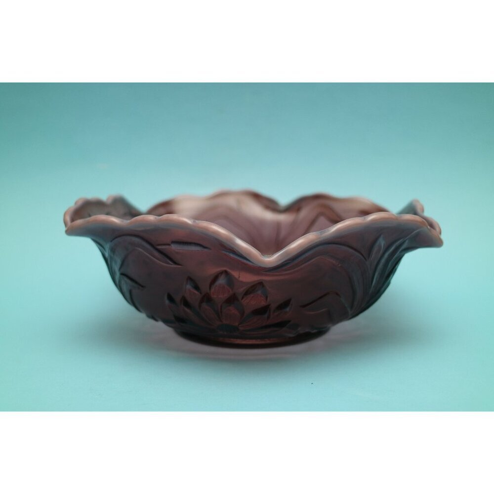 Antique Fenton Waterlily Amethyst Opalescent Scalloped Bowl (1906-1912)